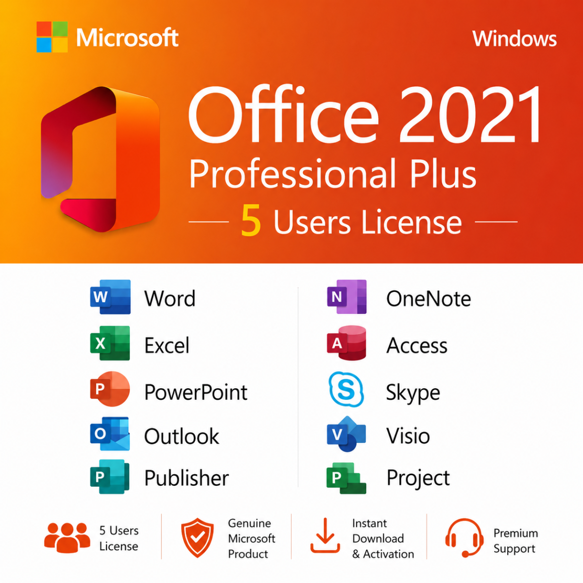 Microsoft office 2021 professional plus 5pc 2024 for Windows