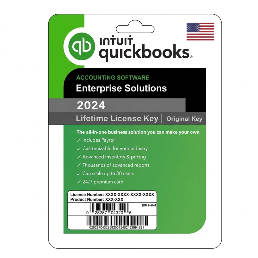 Intuit QuickBooks Enterprise 2024, for 3 Users, Windows Pc, with PayRoll